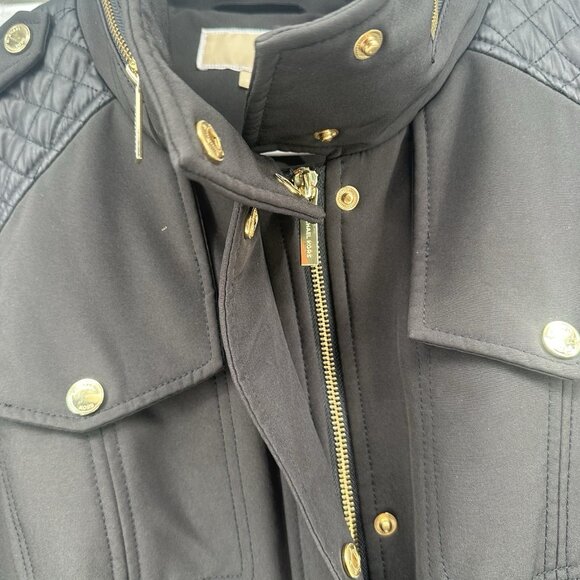 Michael Michael Kors Jacket Size XL Black Full Hidden Zipper Button Quilted Coat - Picture 11 of 14